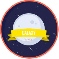Colorful space badge collection with flat design 2 design template for print-on-demand