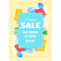 Realistic summer sale flyer design template for print-on-demand
