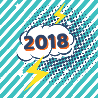 New year 2018 cards with comic design 1 design template for print-on-demand