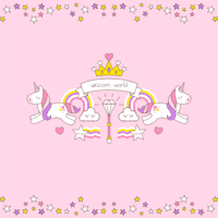 Hand drawn unicorn with cute elemnts design template for print-on-demand