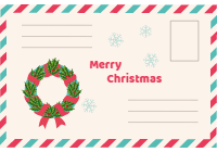 Decorative christmas postcard with envelope design template for print-on-demand
