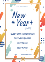 New year party poster design template for print-on-demand