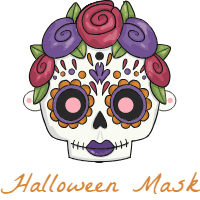 Creepy hand drawn halloween mask design template for print-on-demand