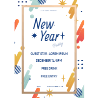 New year party poster design template for print-on-demand