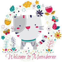 Card with cat and floral frame design template for print-on-demand