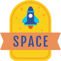 Lovely space badge collection with flat design 6 design template for print-on-demand