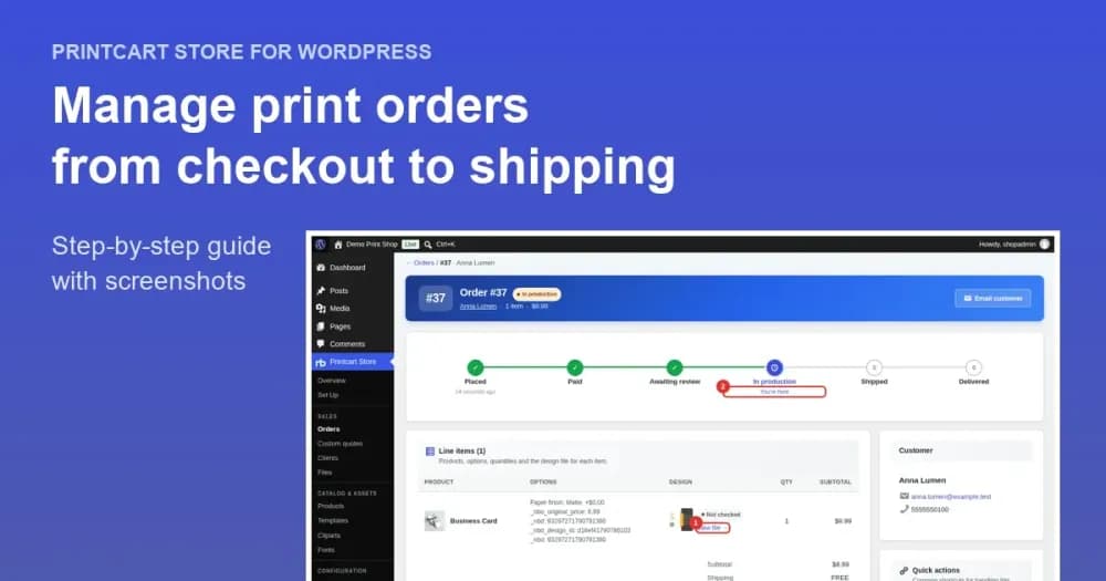 Cover: Manage Print Orders in WooCommerce: Review Designs, Track Status and Ship