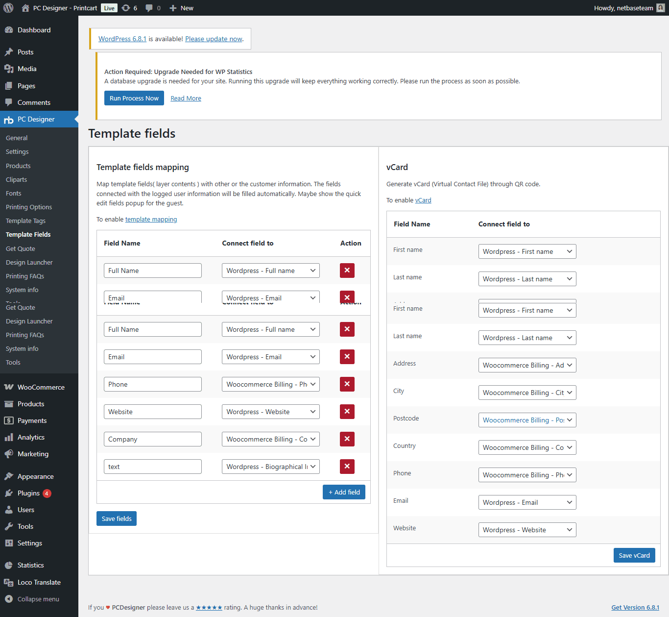 Map quote form fields to WordPress and WooCommerce billing fields