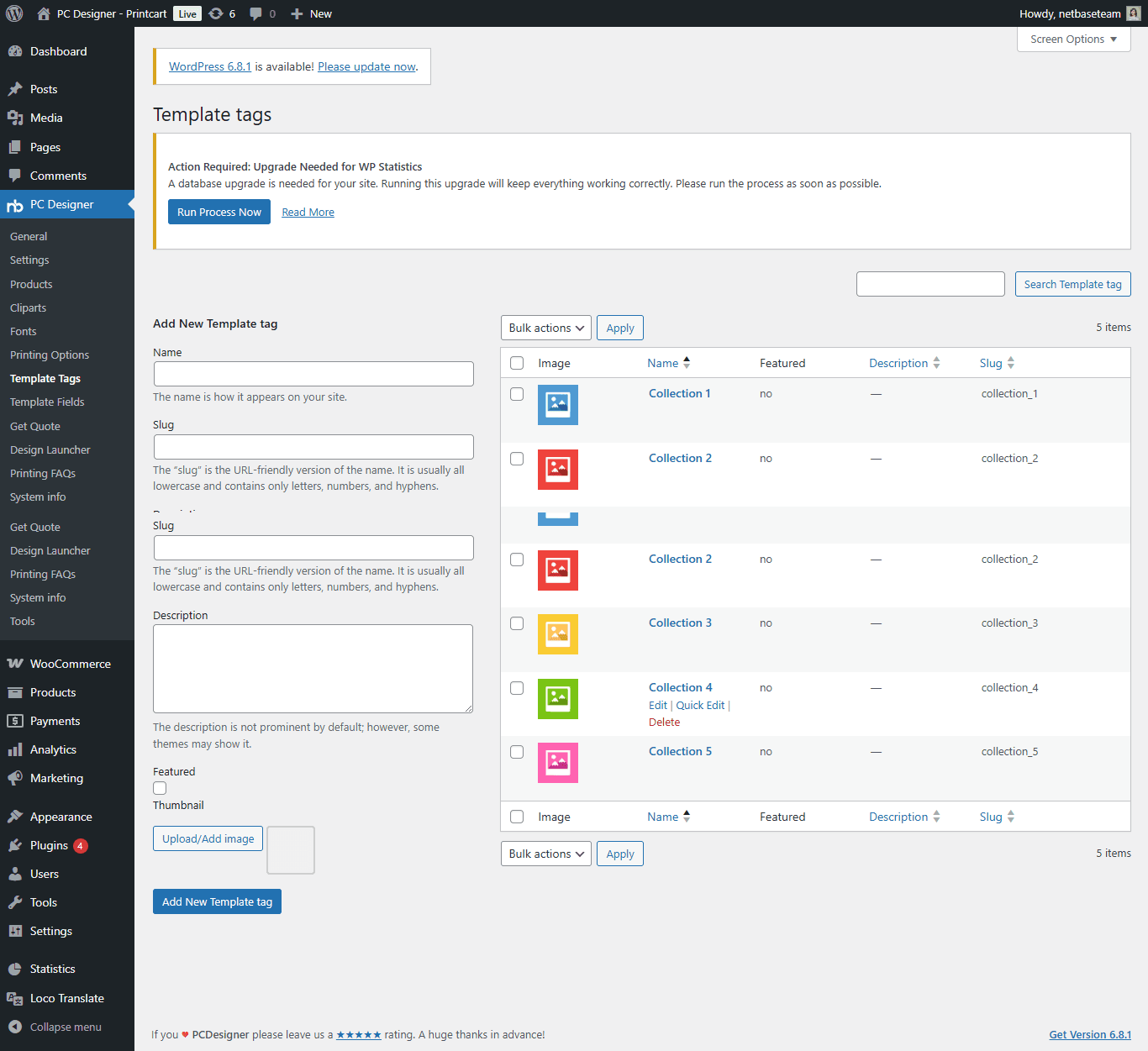 Organize design templates into collections with template tags