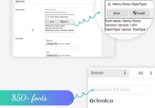 Choose from many text styles and fonts