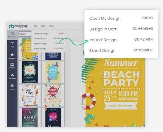 Import and export designs