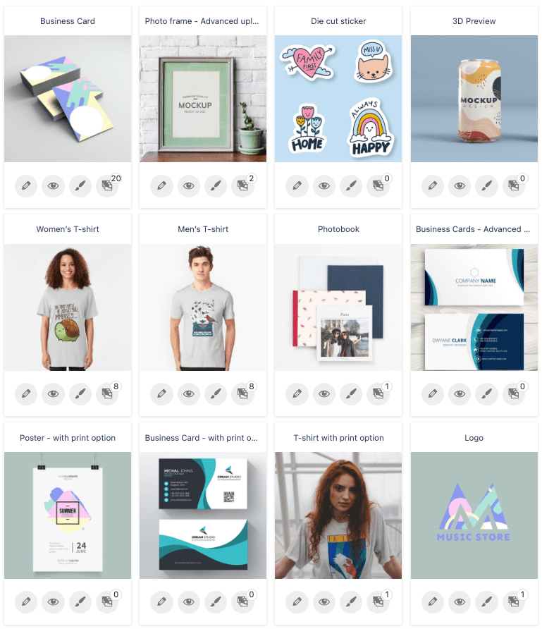 Printcart product catalog and storefront workflow for custom print products