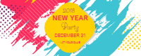 New year party banners in bright colours 2 — front side, editable new year card design template for print-on-demand