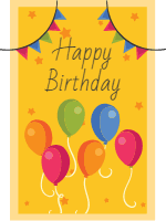 Set of happy birthday cards in flat style 2 — front side, editable birthday card design template for print-on-demand
