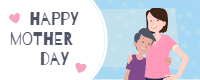 Set of mother s day banners with happy family 2 — front side, editable banner design template for print-on-demand
