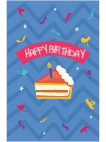 Set of happy birthday cards in flat style 3 — front side, editable birthday card design template for print-on-demand