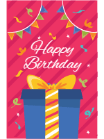 Set of happy birthday cards in flat style 1 — front side, editable birthday card design template for print-on-demand