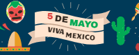 Set of cinco mayo banners with mexican elements 1 — front side, editable banner design template for print-on-demand