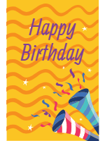 Set of happy birthday cards in flat style 2 — front side, editable birthday card design template for print-on-demand