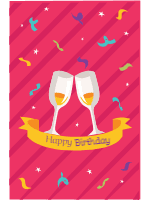 Set of happy birthday cards in flat style 5 — front side, editable birthday card design template for print-on-demand