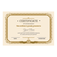 Vintage golden classic certificate — front side, editable gift certificate design template for print-on-demand