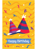 Set of happy birthday cards in flat style 6 — front side, editable birthday card design template for print-on-demand