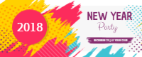 New year party banners in bright colours 1 — front side, editable new year card design template for print-on-demand