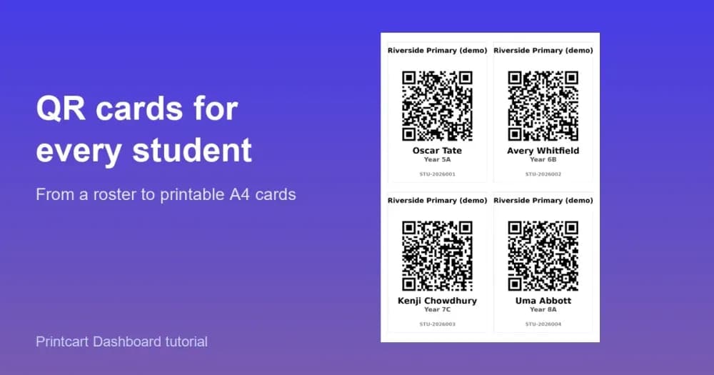 Make QR Cards for Every Student from a Roster in the Printcart Dashboard cover