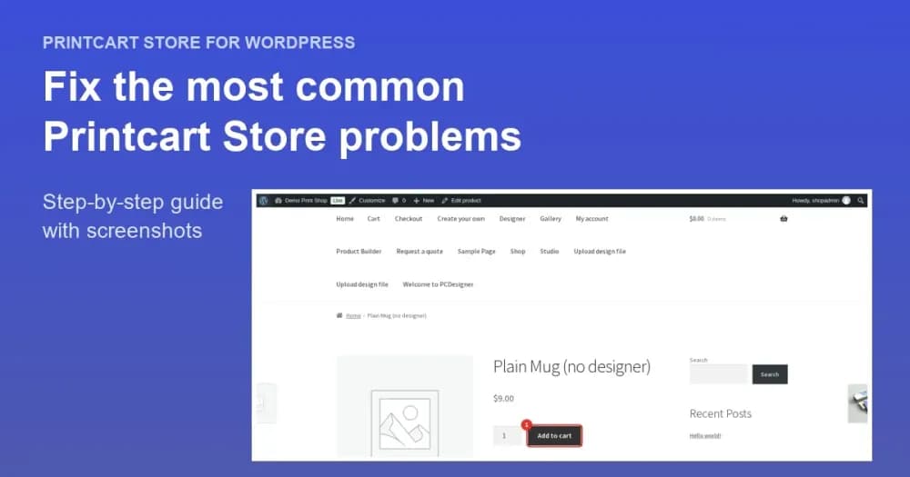 Cover: Printcart Store for WordPress Troubleshooting: Fix the Most Common Problems