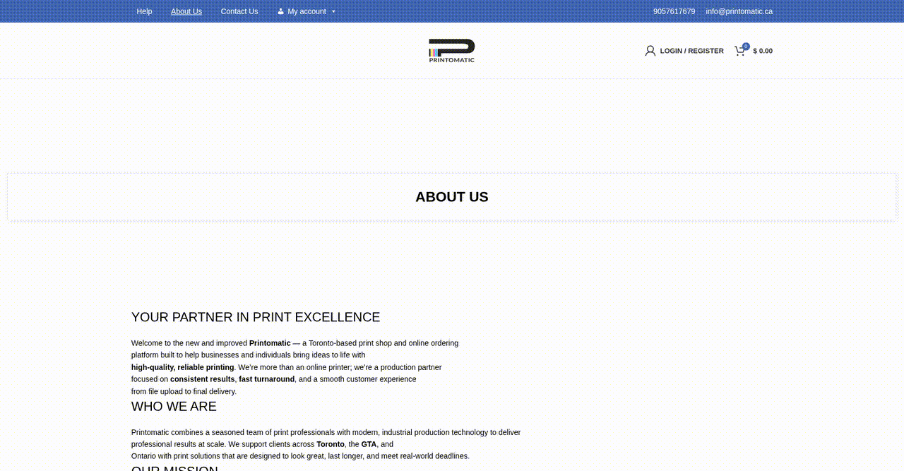 Transforming Printomatic’s Online Ordering for Improved Service Discovery and User Experience - project preview