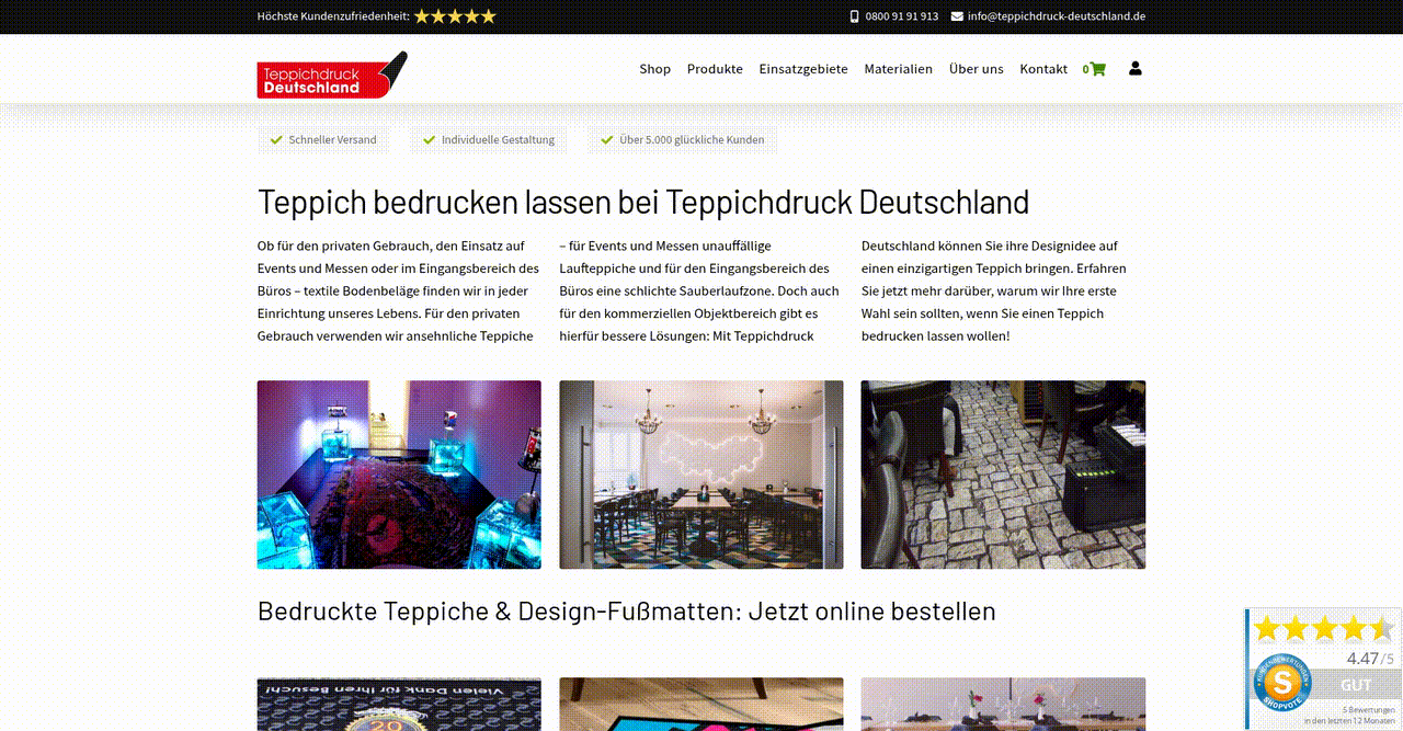 Enhancing Online Ordering Experience for Custom Printed Carpets and Mats - project preview